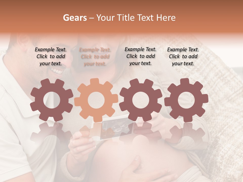 A Man And Woman Sitting On A Couch Looking At A Picture PowerPoint Template