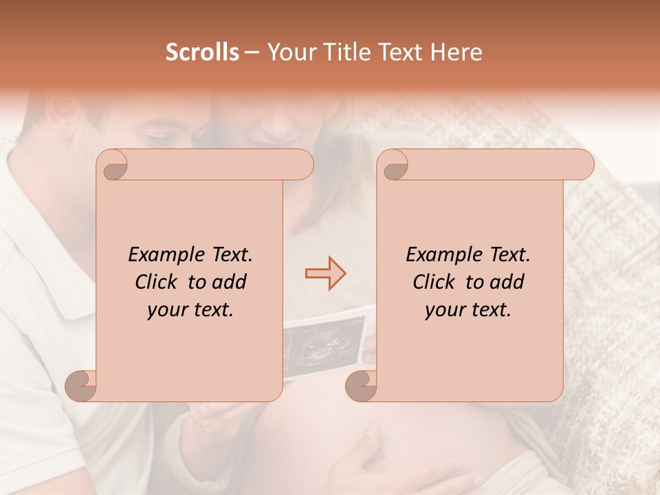 A Man And Woman Sitting On A Couch Looking At A Picture PowerPoint Template