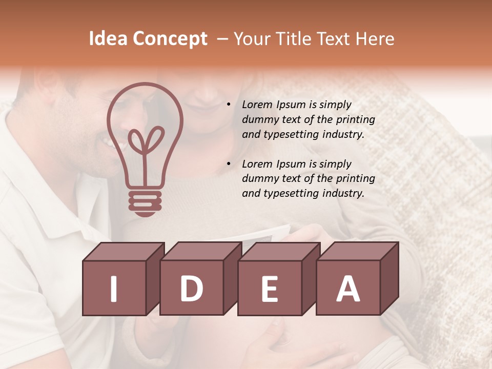 A Man And Woman Sitting On A Couch Looking At A Picture PowerPoint Template