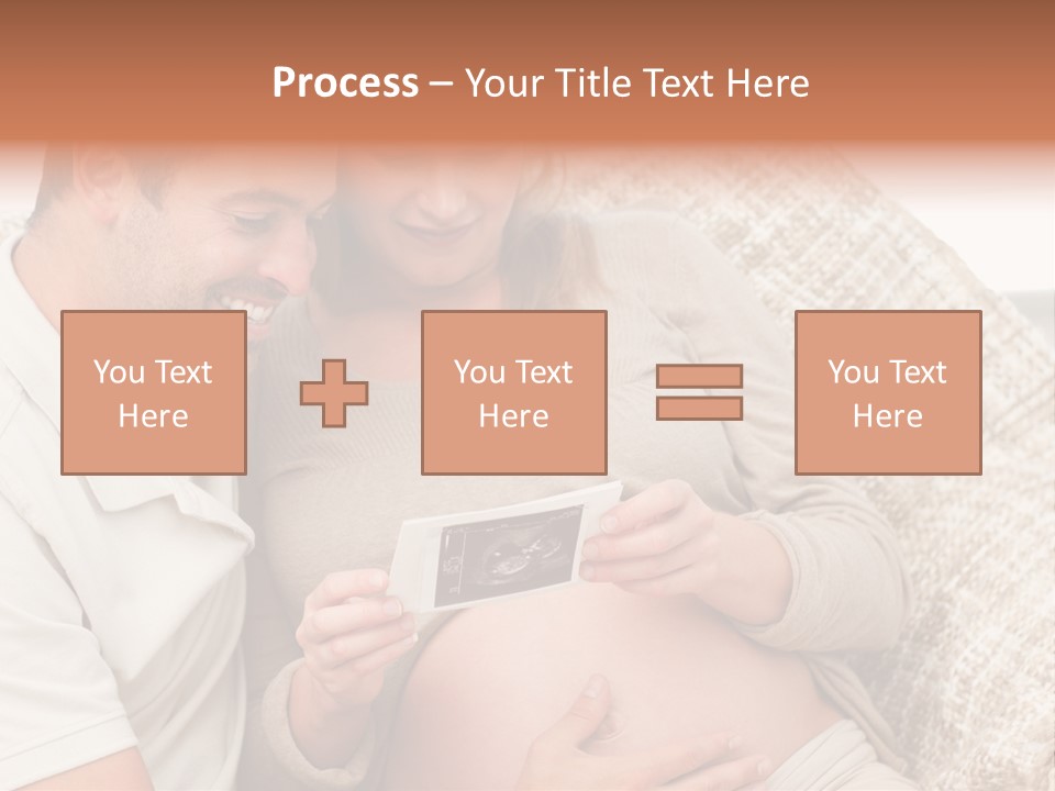 A Man And Woman Sitting On A Couch Looking At A Picture PowerPoint Template
