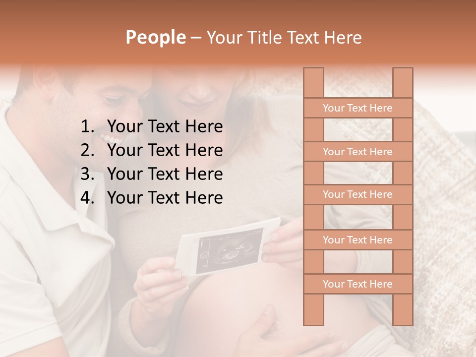 A Man And Woman Sitting On A Couch Looking At A Picture PowerPoint Template