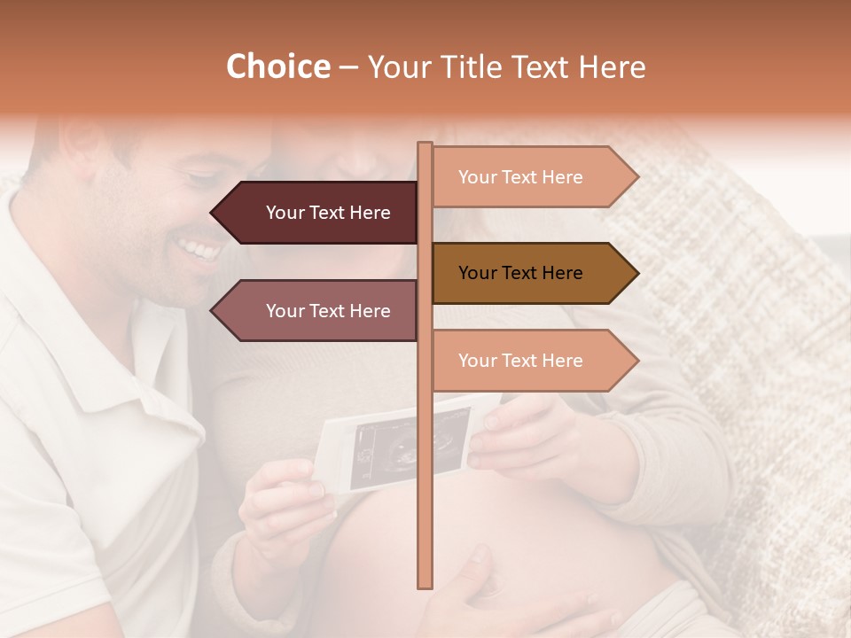 A Man And Woman Sitting On A Couch Looking At A Picture PowerPoint Template