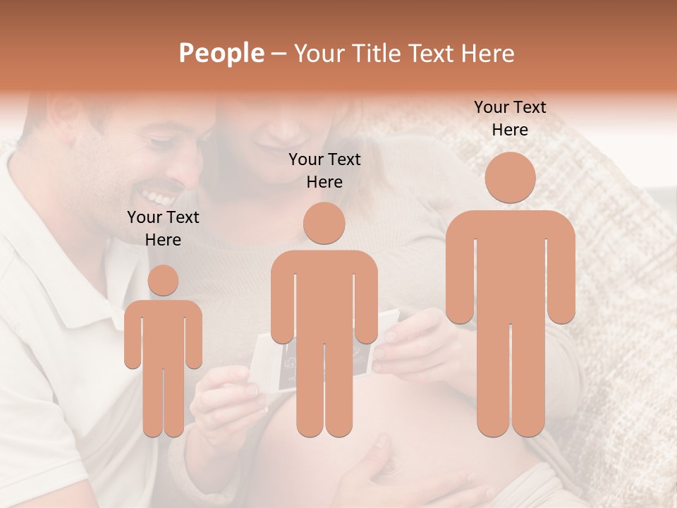 A Man And Woman Sitting On A Couch Looking At A Picture PowerPoint Template