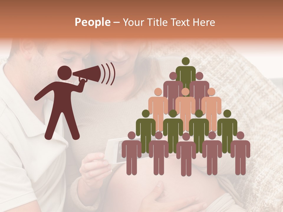 A Man And Woman Sitting On A Couch Looking At A Picture PowerPoint Template