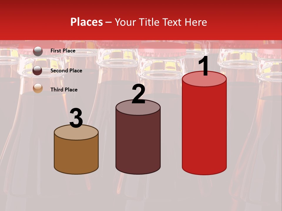 A Group Of Bottles Of Soda With Red Caps PowerPoint Template