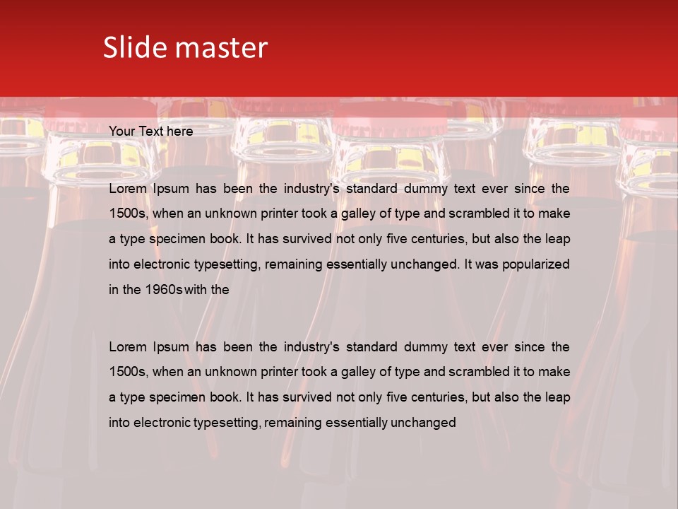 A Group Of Bottles Of Soda With Red Caps PowerPoint Template