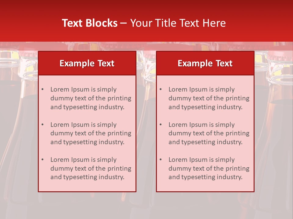 A Group Of Bottles Of Soda With Red Caps PowerPoint Template