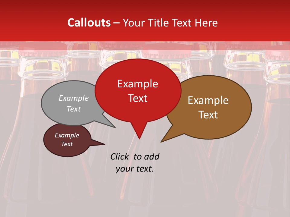 A Group Of Bottles Of Soda With Red Caps PowerPoint Template