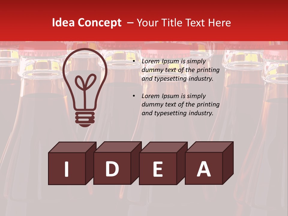 A Group Of Bottles Of Soda With Red Caps PowerPoint Template