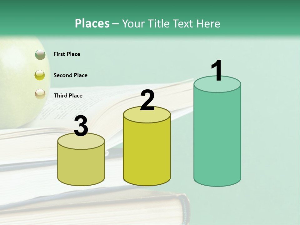 A Green Apple Sitting On Top Of A Stack Of Books PowerPoint Template