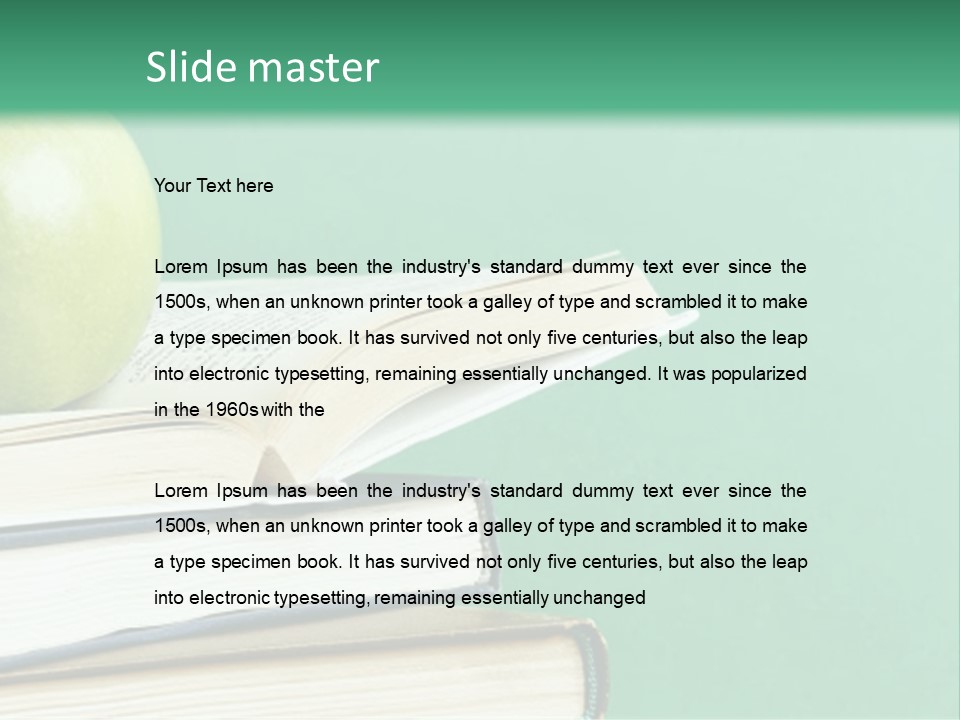 A Green Apple Sitting On Top Of A Stack Of Books PowerPoint Template