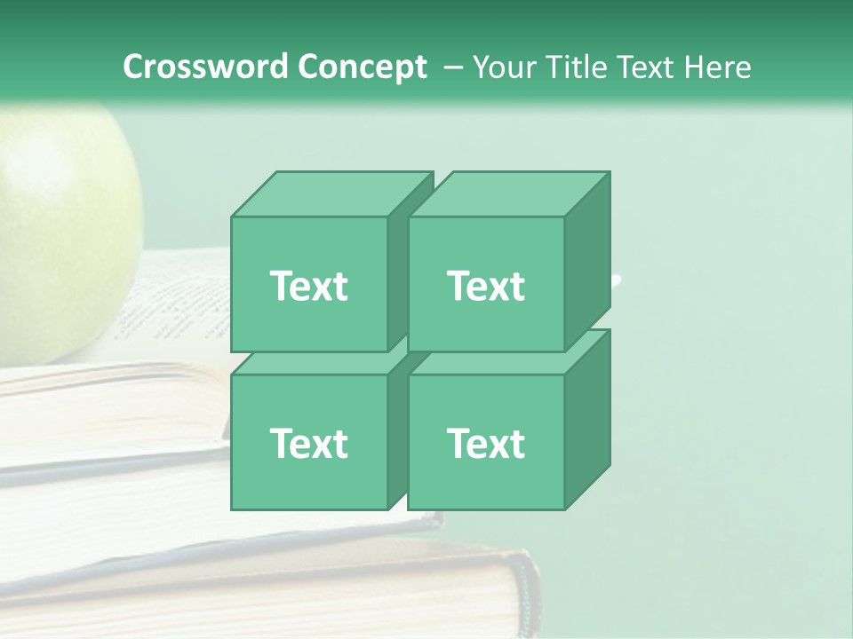 A Green Apple Sitting On Top Of A Stack Of Books PowerPoint Template
