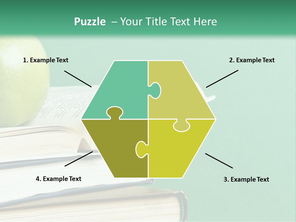 A Green Apple Sitting On Top Of A Stack Of Books PowerPoint Template