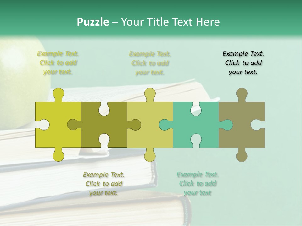 A Green Apple Sitting On Top Of A Stack Of Books PowerPoint Template