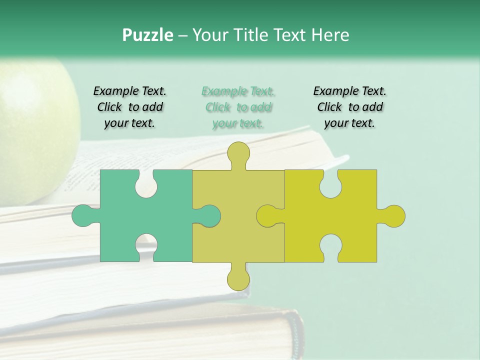 A Green Apple Sitting On Top Of A Stack Of Books PowerPoint Template