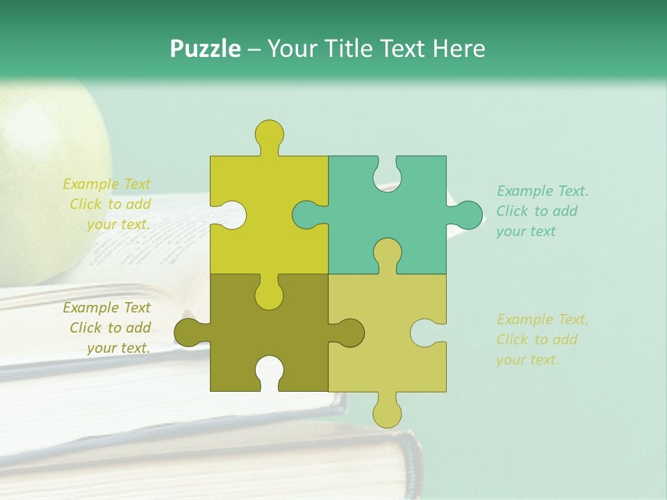 A Green Apple Sitting On Top Of A Stack Of Books PowerPoint Template