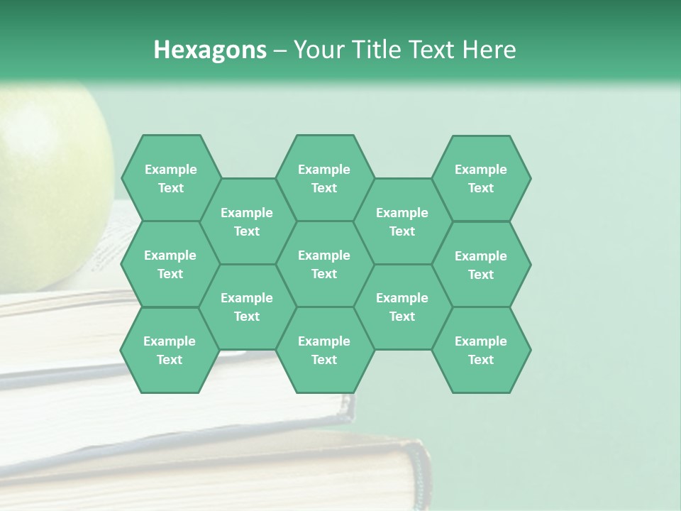 A Green Apple Sitting On Top Of A Stack Of Books PowerPoint Template