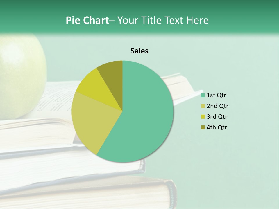 A Green Apple Sitting On Top Of A Stack Of Books PowerPoint Template