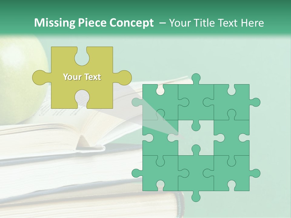 A Green Apple Sitting On Top Of A Stack Of Books PowerPoint Template