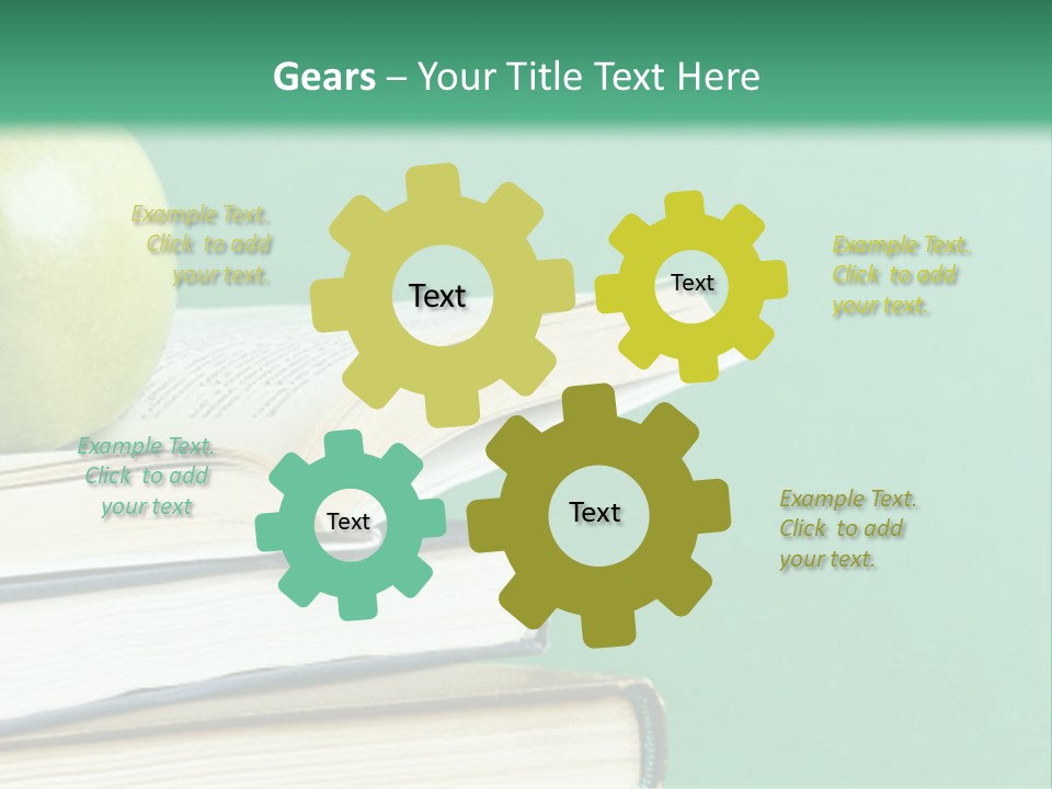 A Green Apple Sitting On Top Of A Stack Of Books PowerPoint Template