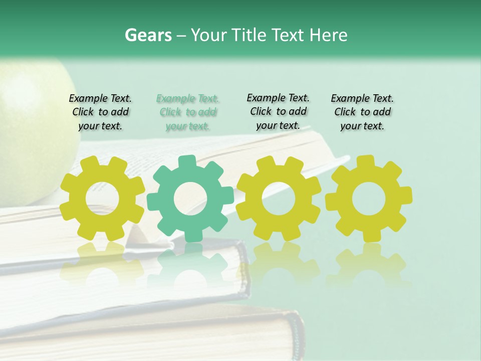 A Green Apple Sitting On Top Of A Stack Of Books PowerPoint Template