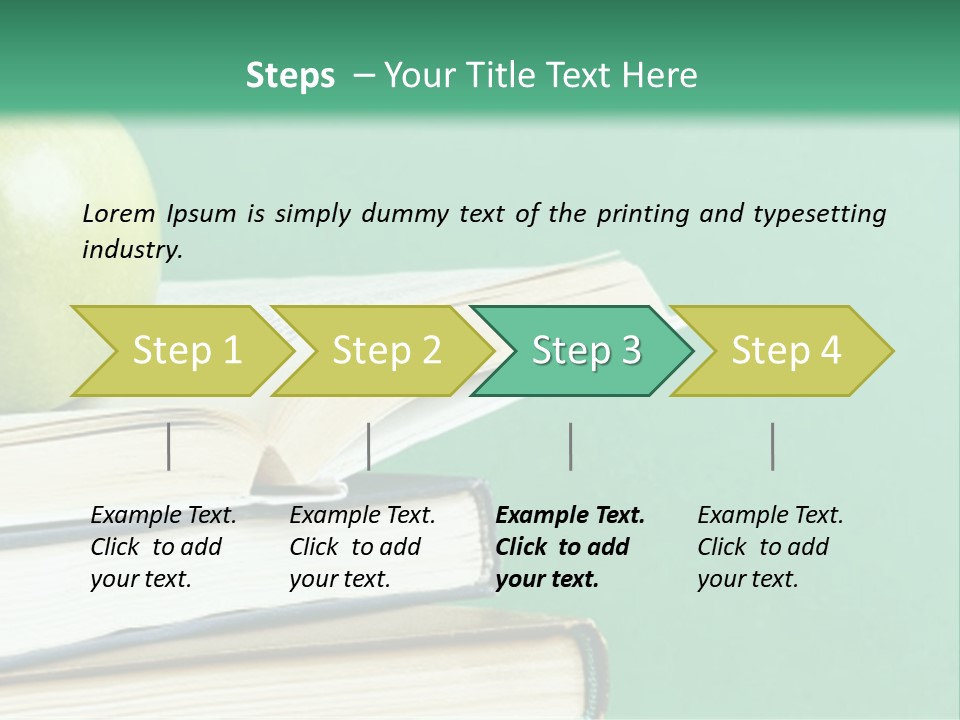A Green Apple Sitting On Top Of A Stack Of Books PowerPoint Template