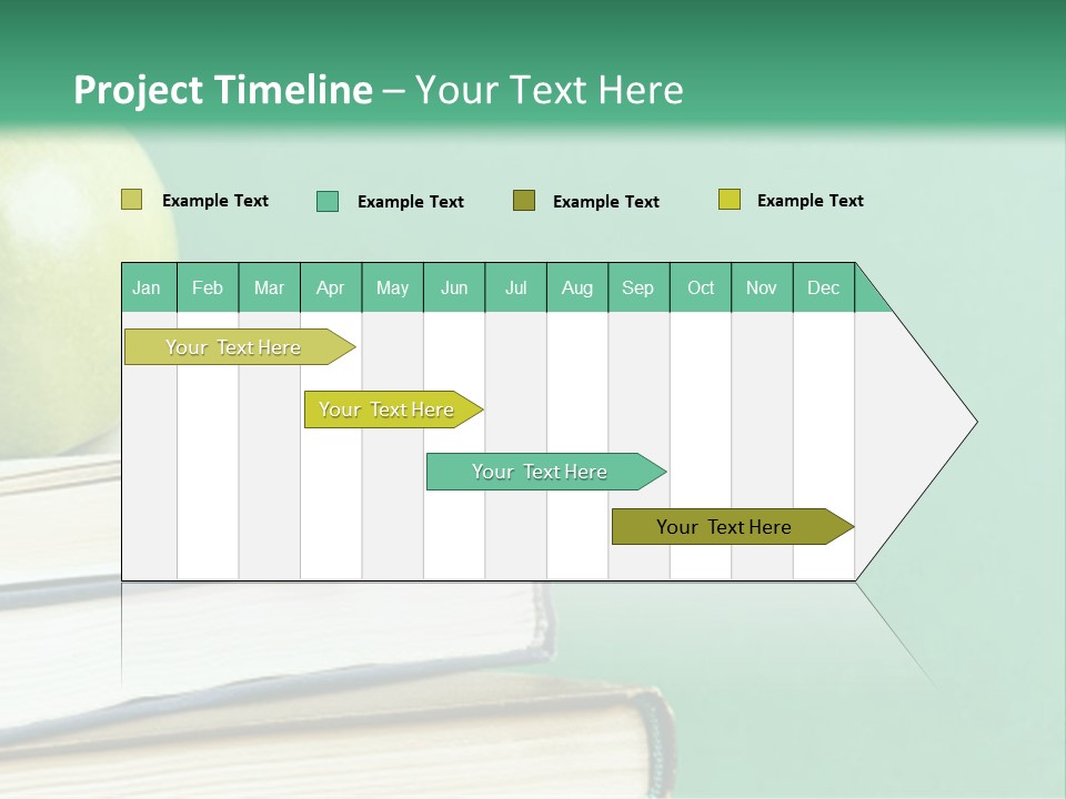 A Green Apple Sitting On Top Of A Stack Of Books PowerPoint Template
