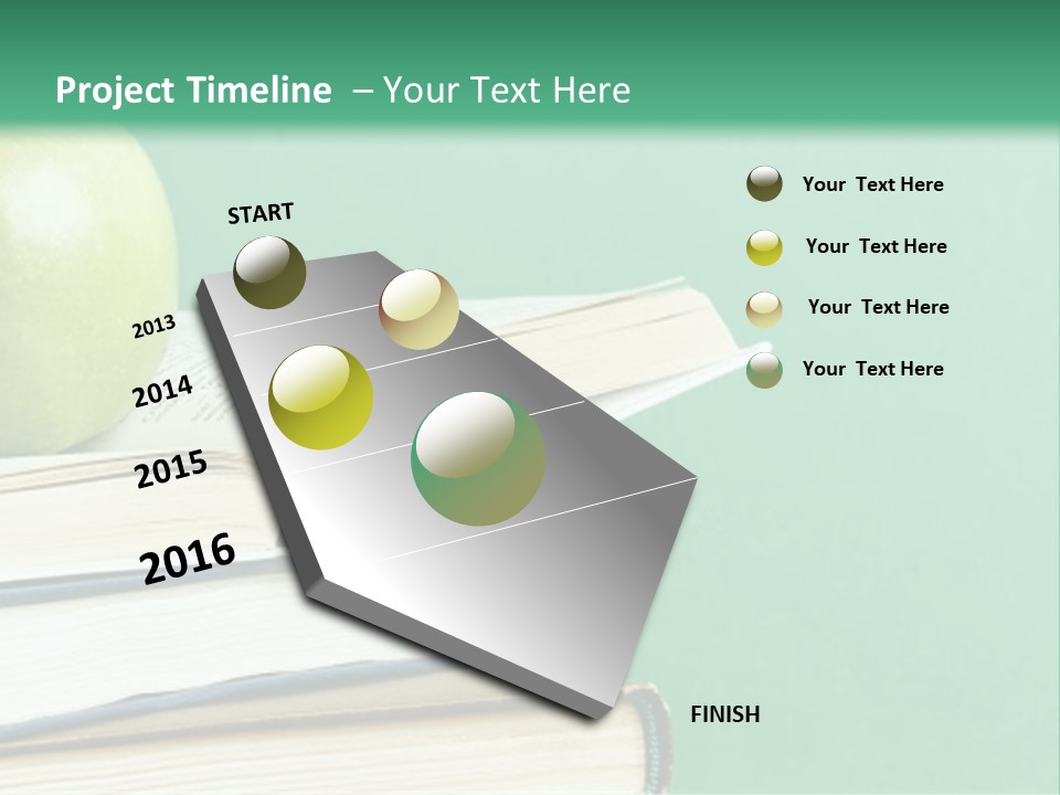 A Green Apple Sitting On Top Of A Stack Of Books PowerPoint Template