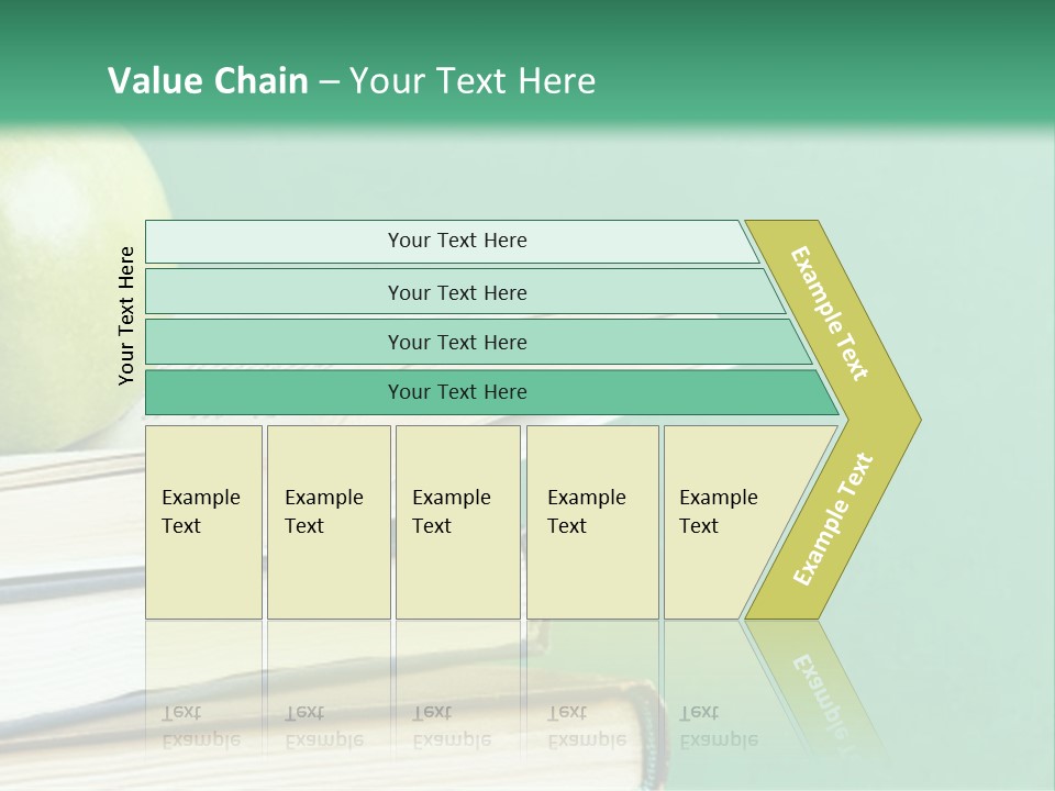A Green Apple Sitting On Top Of A Stack Of Books PowerPoint Template
