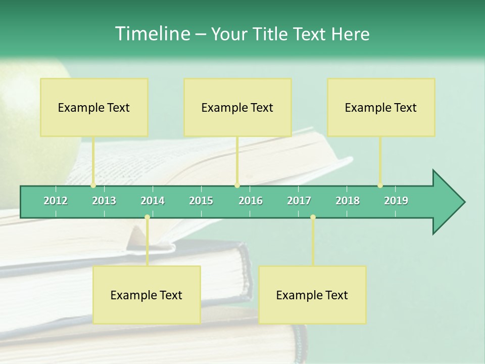 A Green Apple Sitting On Top Of A Stack Of Books PowerPoint Template