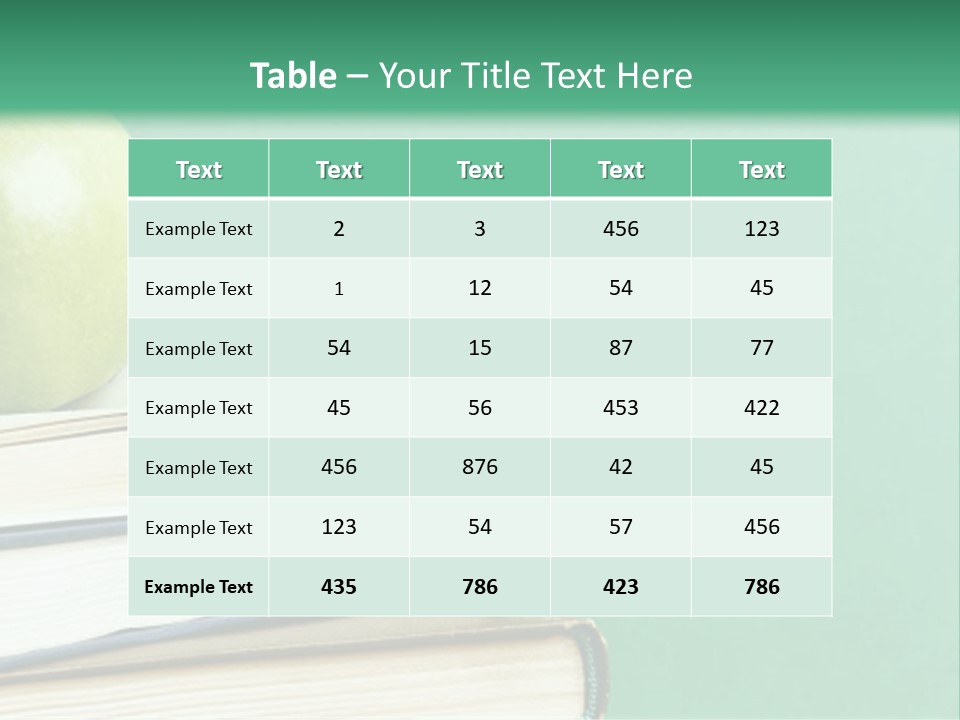 A Green Apple Sitting On Top Of A Stack Of Books PowerPoint Template