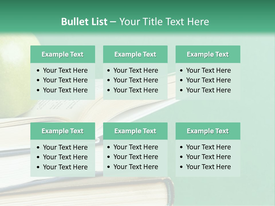 A Green Apple Sitting On Top Of A Stack Of Books PowerPoint Template