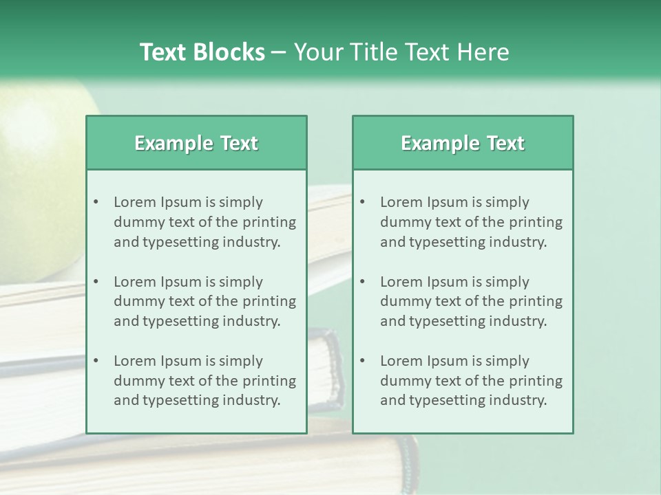 A Green Apple Sitting On Top Of A Stack Of Books PowerPoint Template