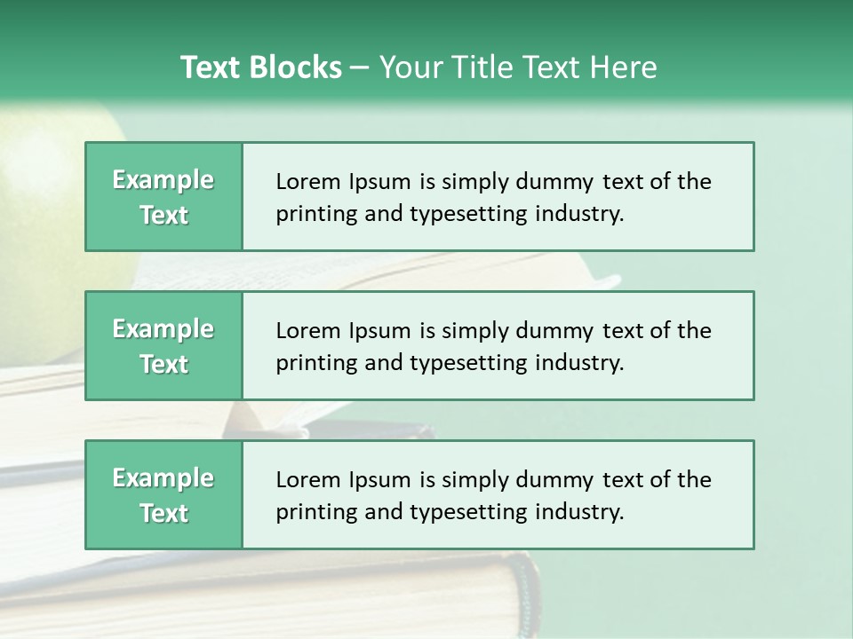 A Green Apple Sitting On Top Of A Stack Of Books PowerPoint Template