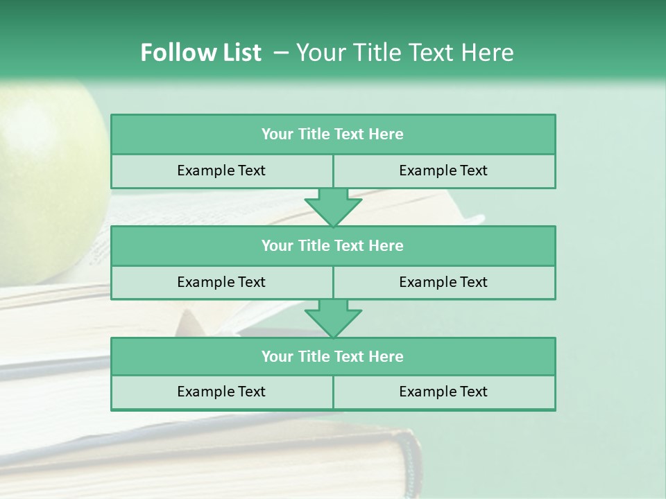 A Green Apple Sitting On Top Of A Stack Of Books PowerPoint Template