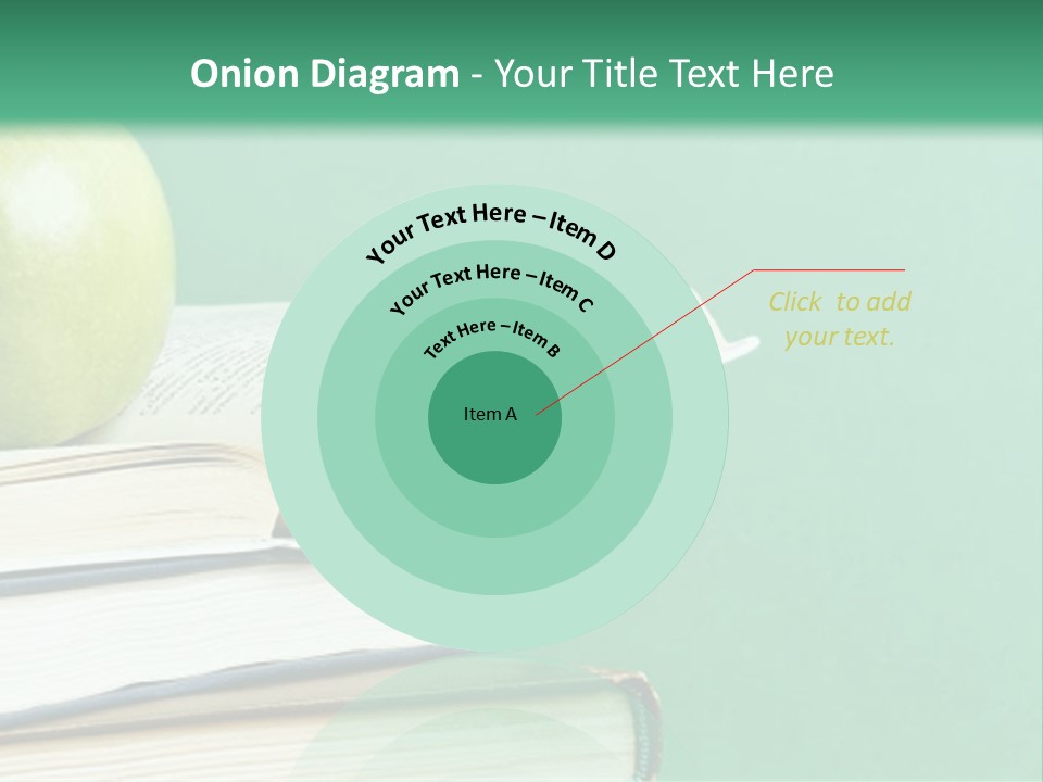 A Green Apple Sitting On Top Of A Stack Of Books PowerPoint Template