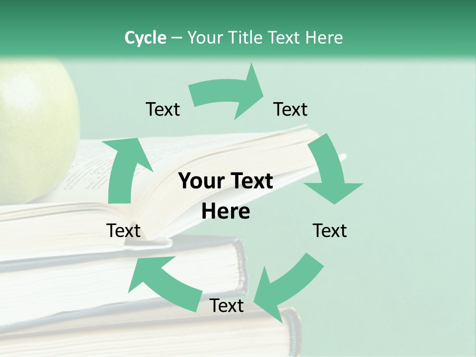 A Green Apple Sitting On Top Of A Stack Of Books PowerPoint Template