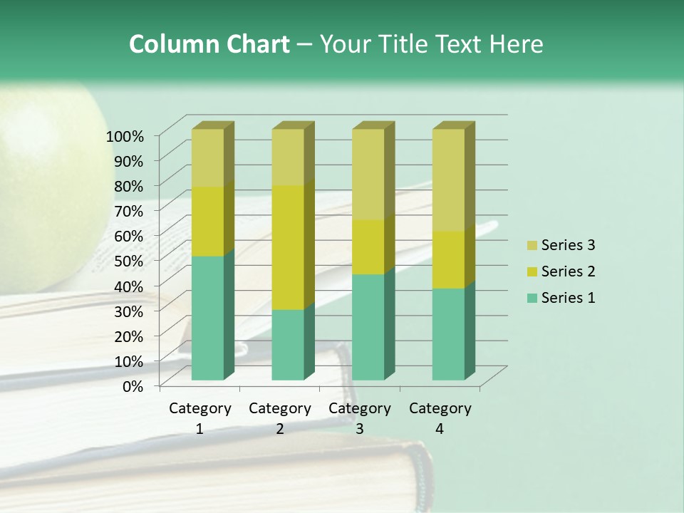 A Green Apple Sitting On Top Of A Stack Of Books PowerPoint Template