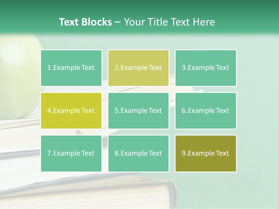A Green Apple Sitting On Top Of A Stack Of Books PowerPoint Template