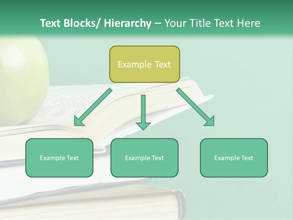 A Green Apple Sitting On Top Of A Stack Of Books PowerPoint Template