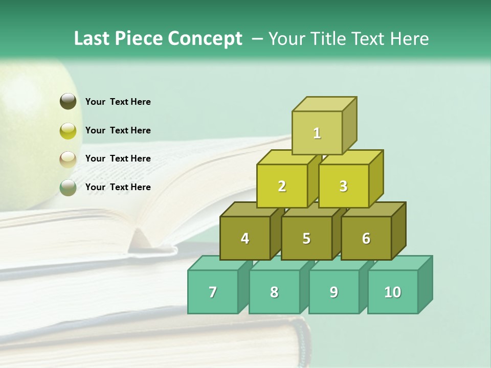 A Green Apple Sitting On Top Of A Stack Of Books PowerPoint Template