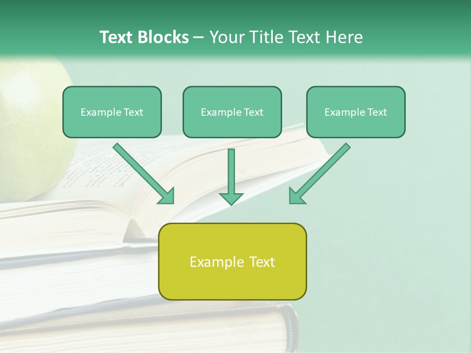 A Green Apple Sitting On Top Of A Stack Of Books PowerPoint Template