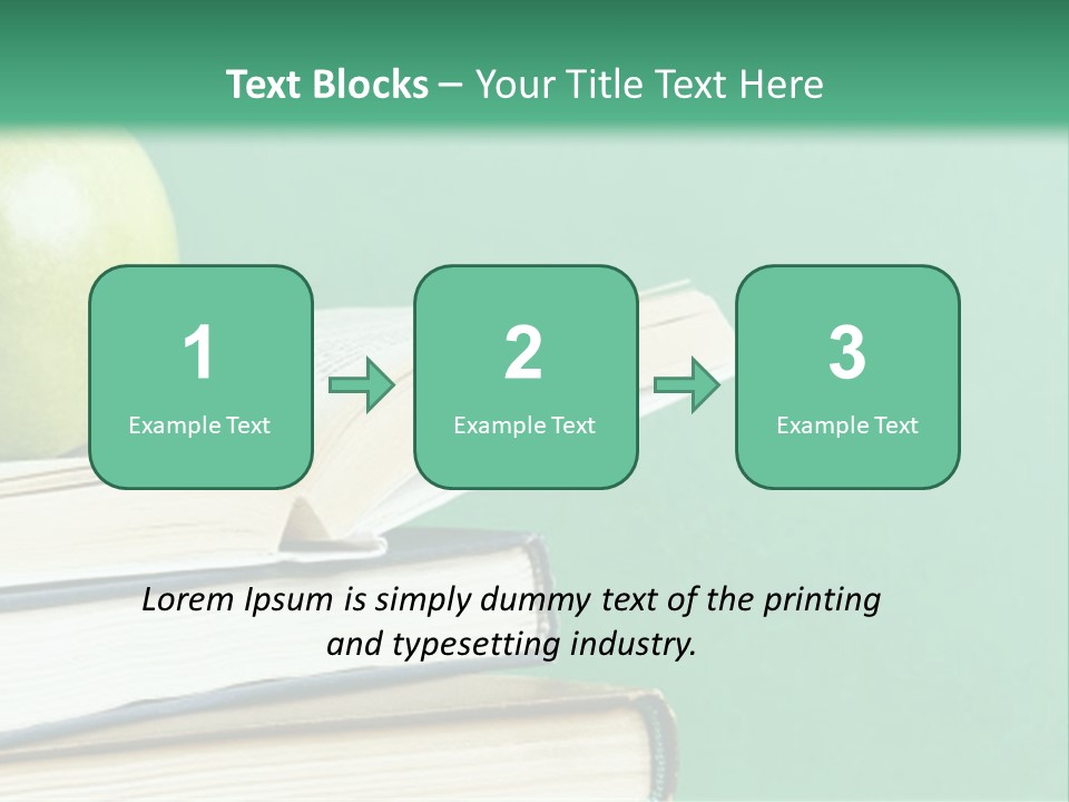 A Green Apple Sitting On Top Of A Stack Of Books PowerPoint Template