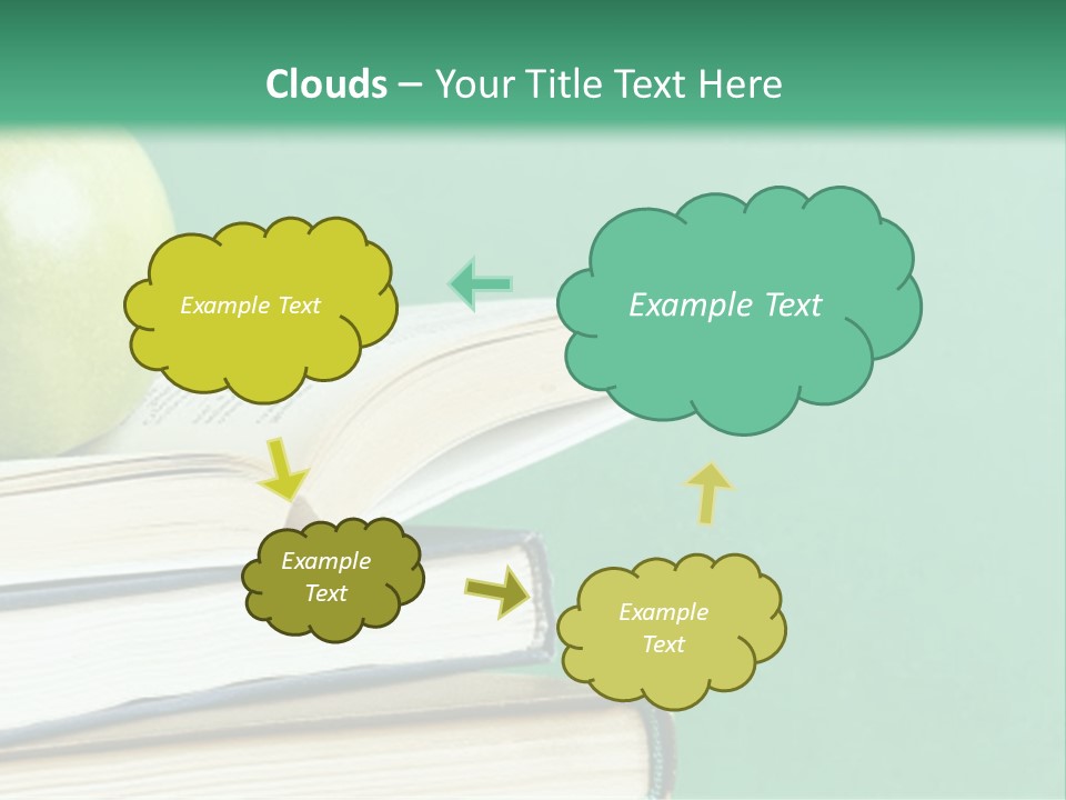 A Green Apple Sitting On Top Of A Stack Of Books PowerPoint Template