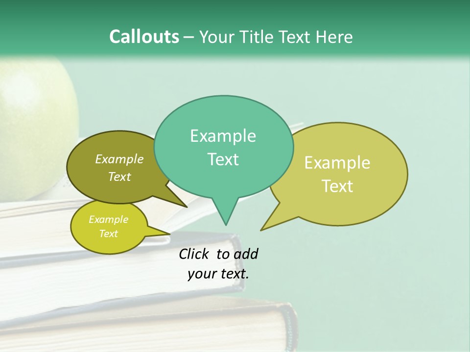 A Green Apple Sitting On Top Of A Stack Of Books PowerPoint Template
