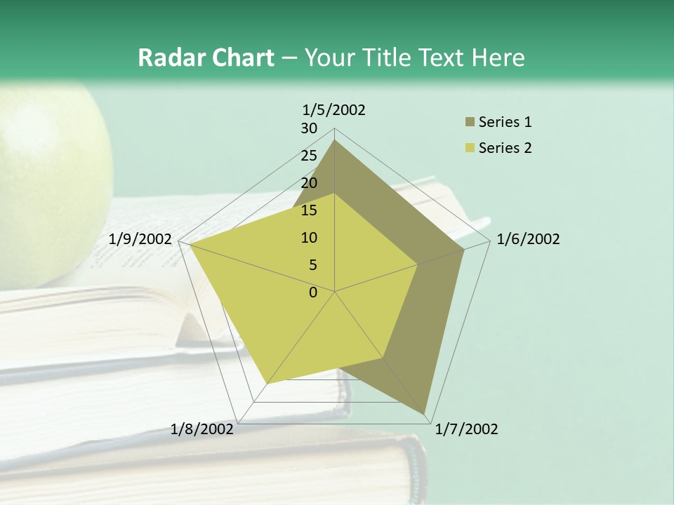 A Green Apple Sitting On Top Of A Stack Of Books PowerPoint Template