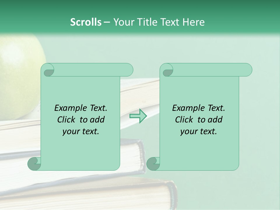 A Green Apple Sitting On Top Of A Stack Of Books PowerPoint Template