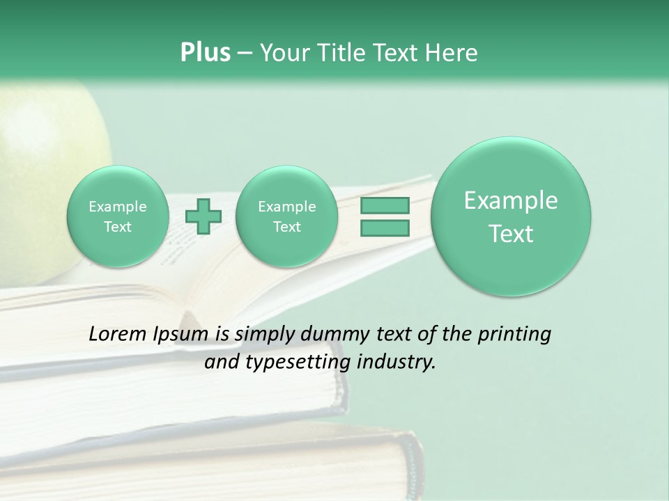 A Green Apple Sitting On Top Of A Stack Of Books PowerPoint Template