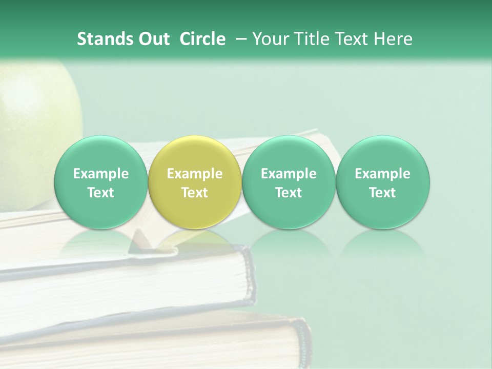 A Green Apple Sitting On Top Of A Stack Of Books PowerPoint Template