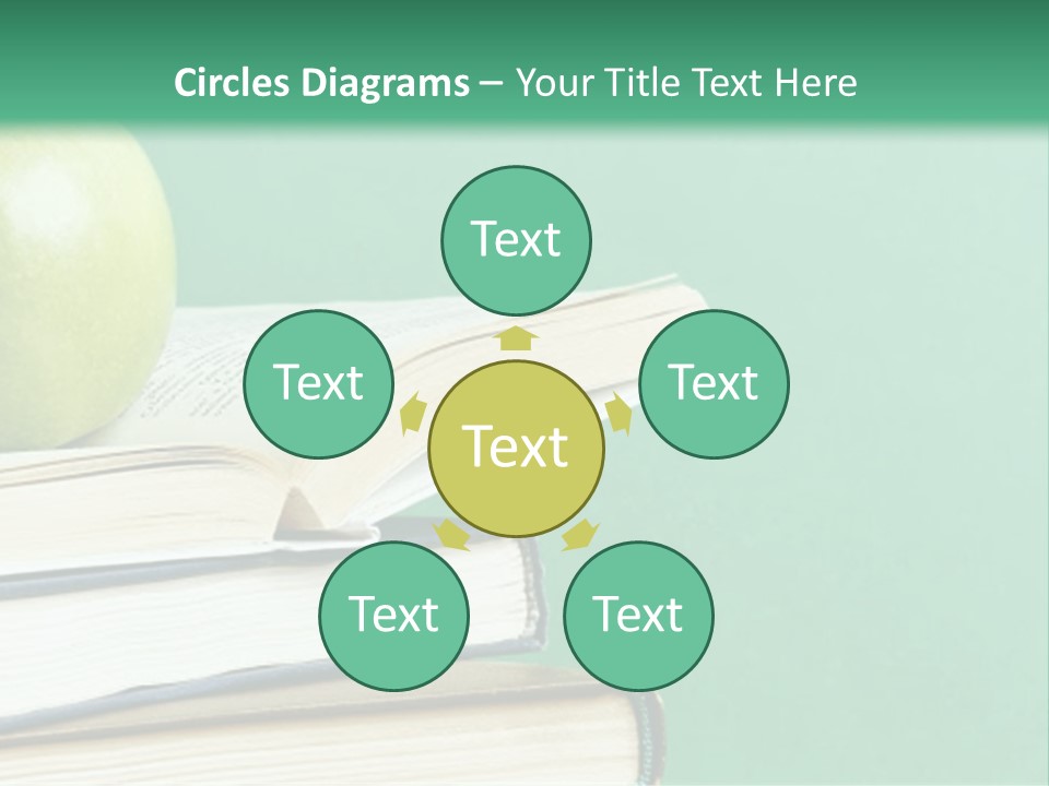 A Green Apple Sitting On Top Of A Stack Of Books PowerPoint Template